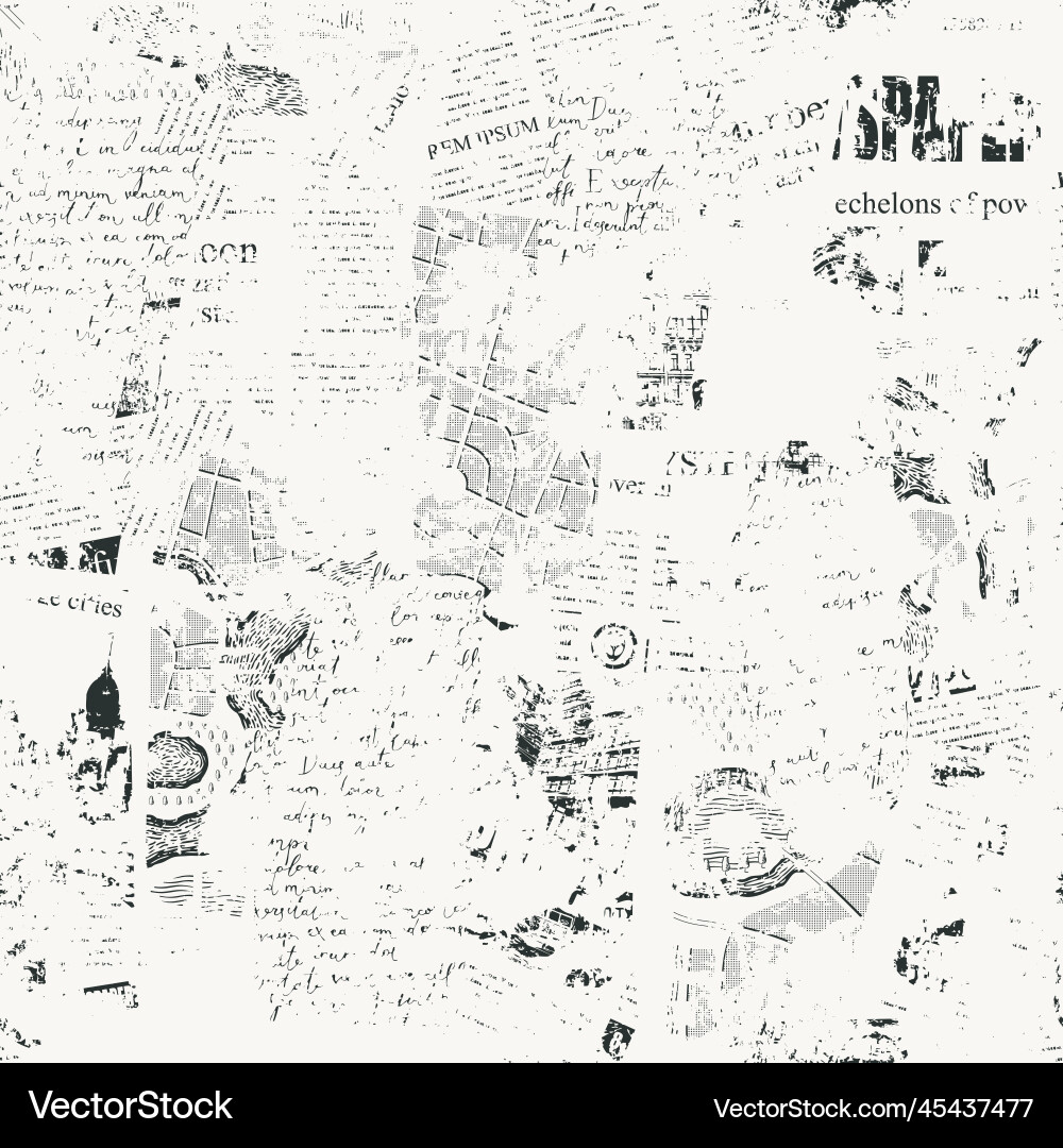 Seamless pattern with collage of newspaper Vector Image