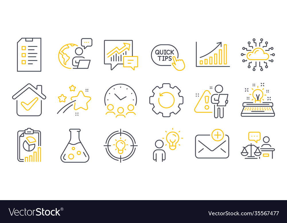 Set education icons such as checklist court