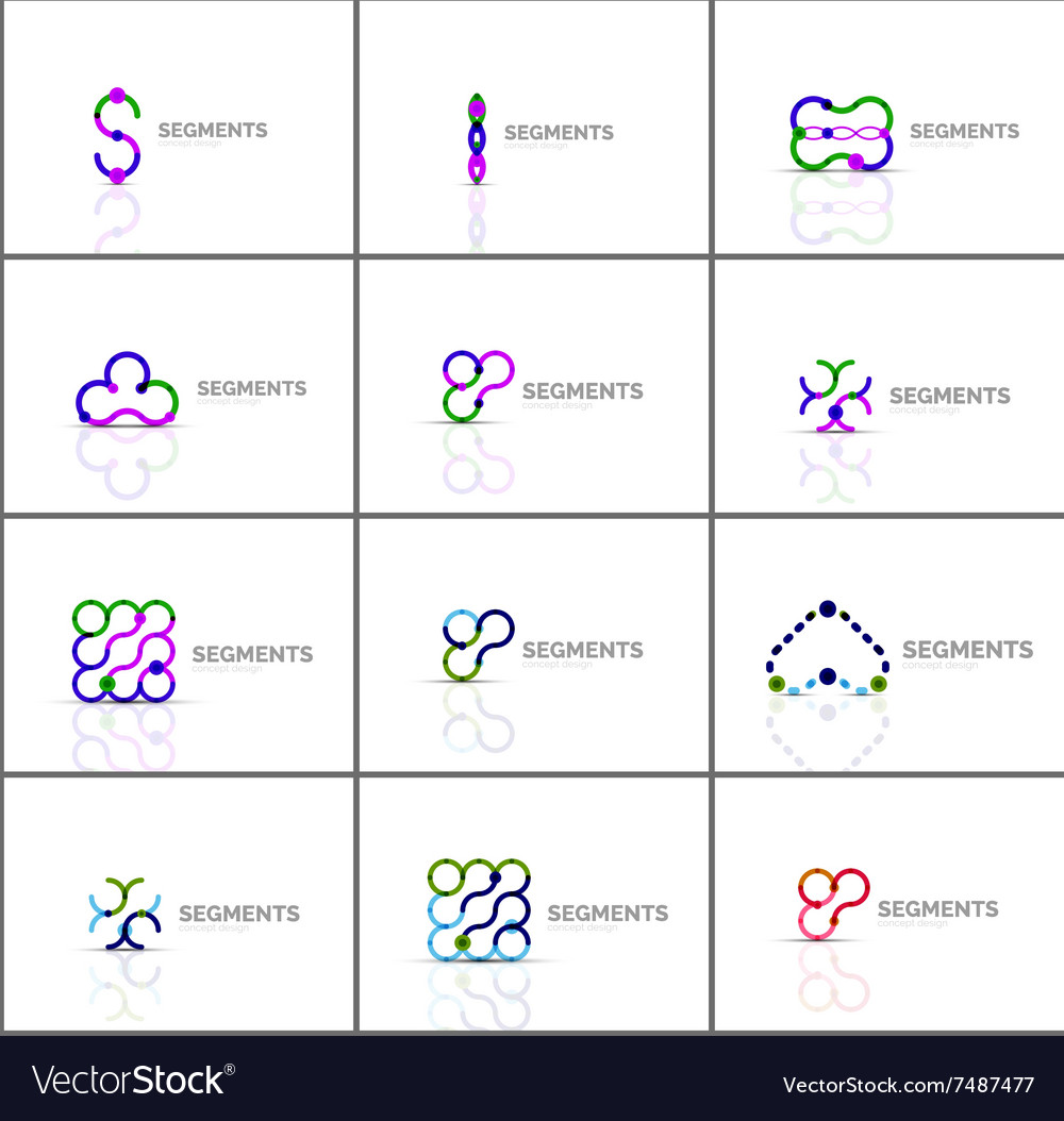 Set of linear abstract logos and swirl shapes
