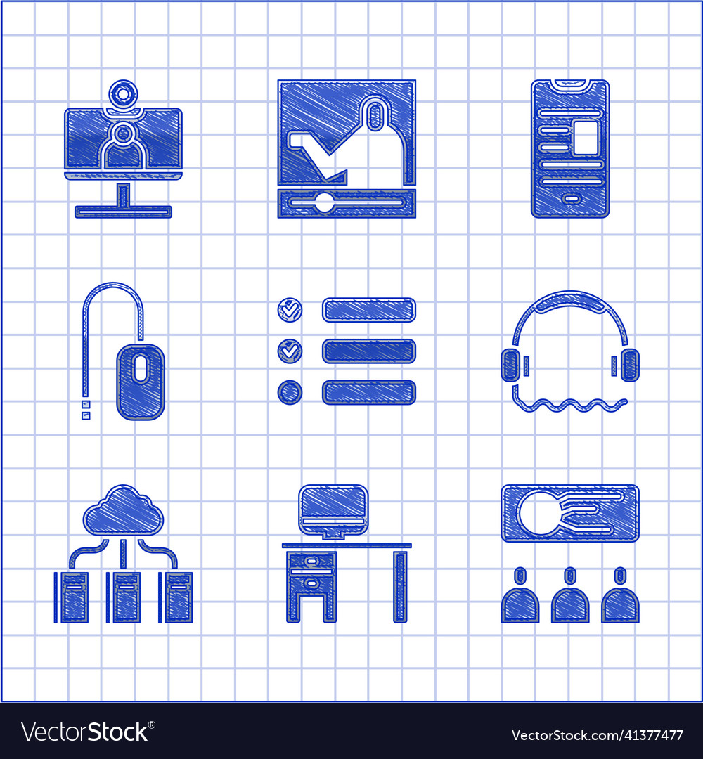 Set task list computer monitor and desk training Vector Image Set task list computer monitor and desk training