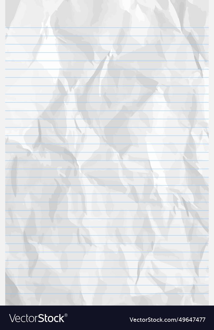 White clean crumpled notebook paper with lines Vector Image