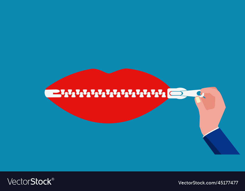 Zipper background close the mouth by hand