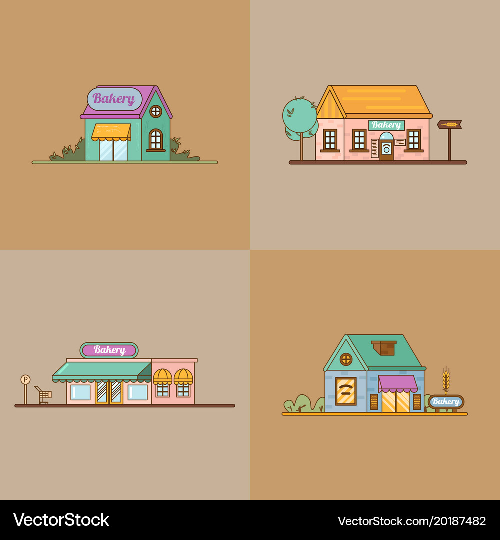 Bakery facade showcase with sweets Royalty Free Vector Image