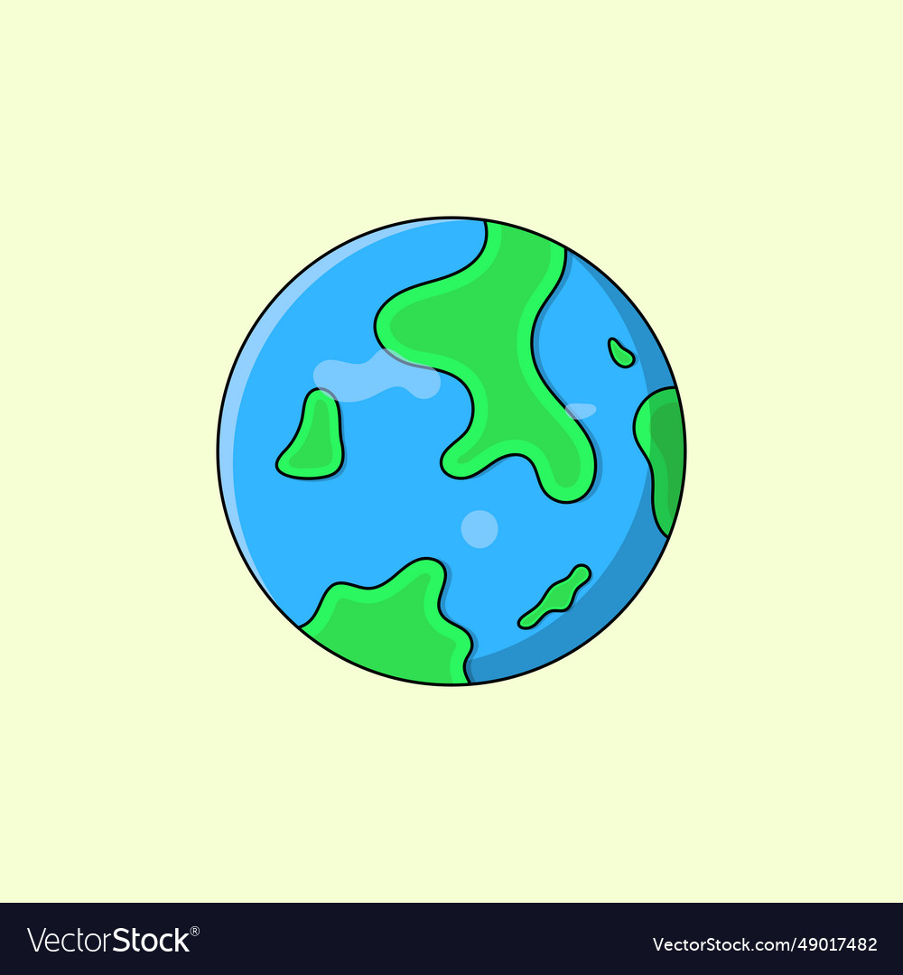 Cartoon planet icon minimal design earth day vector image Cartoon planet icon minimal design earth day
