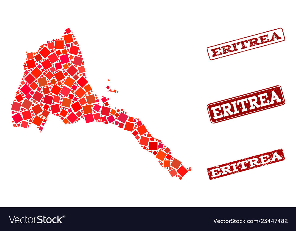 Composition of red mosaic map eritrea