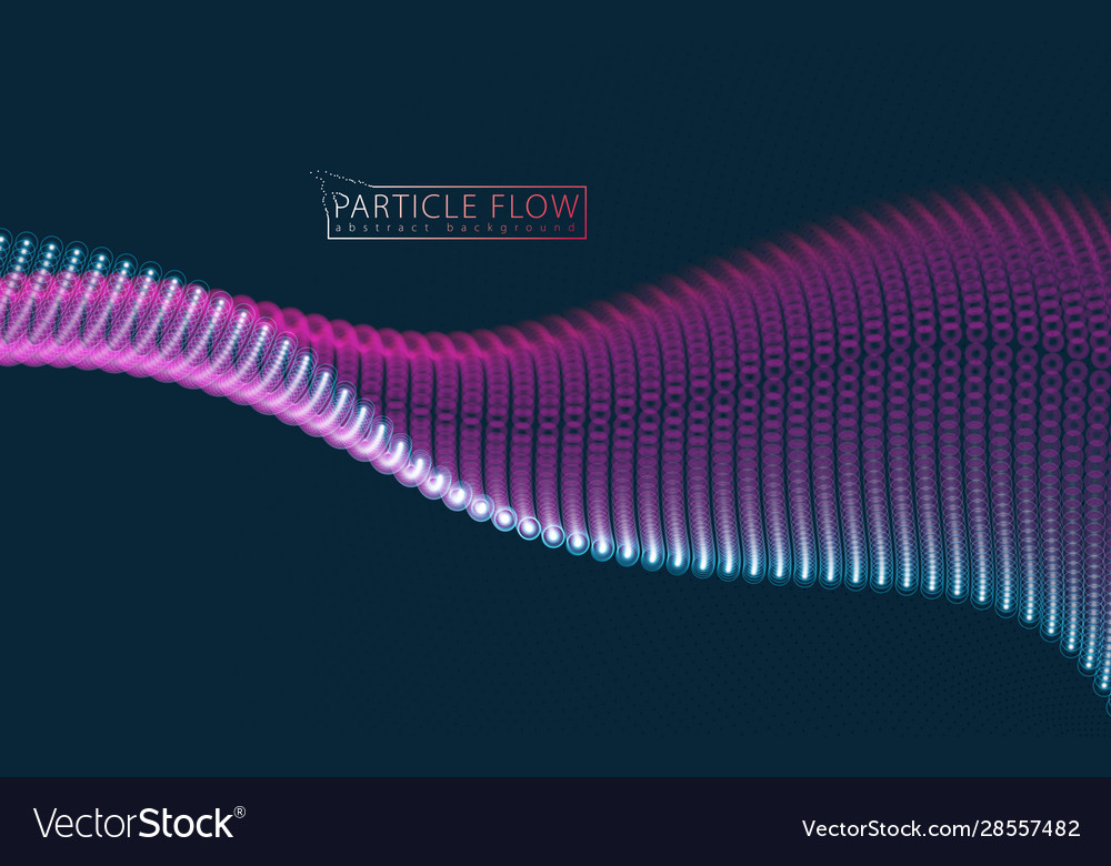 Flowing particles wave dynamic sound motion 3d vector image Flowing particles wave dynamic sound motion 3d