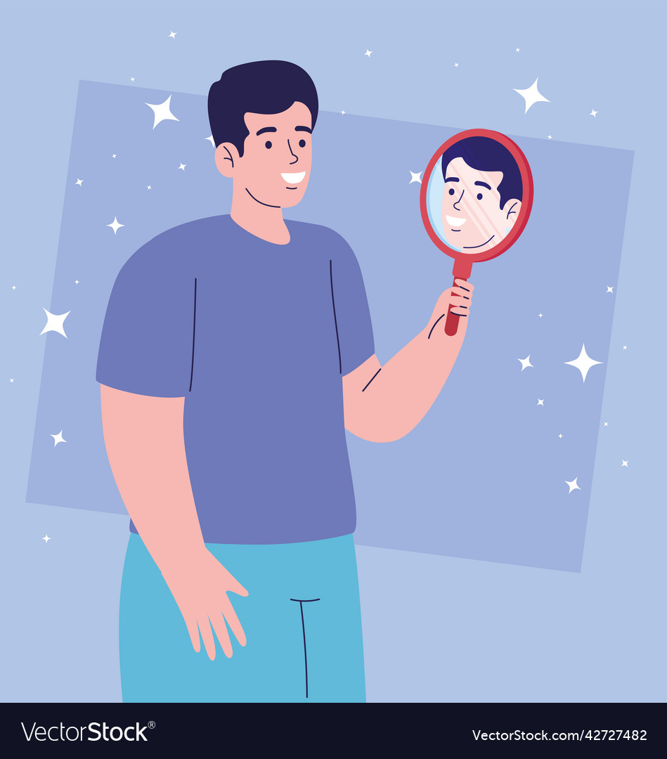 Man with handle mirror Royalty Free Vector Image