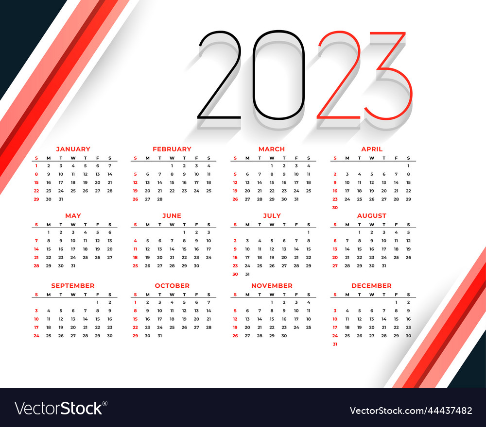 Modern 2023 business calendar red template Vector Image