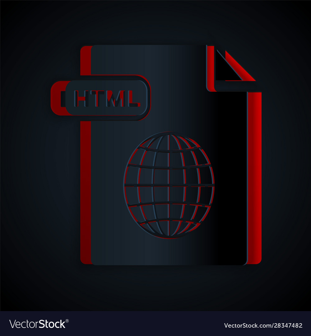 Paper cut html file document download button vector image Paper cut html file document download button