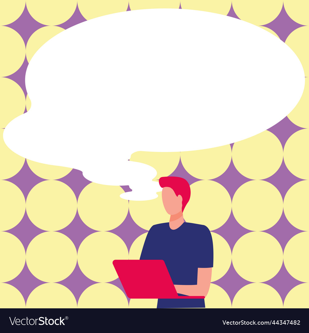 Presenter with conversation bubble showing new Vector Image Presenter with conversation bubble showing new