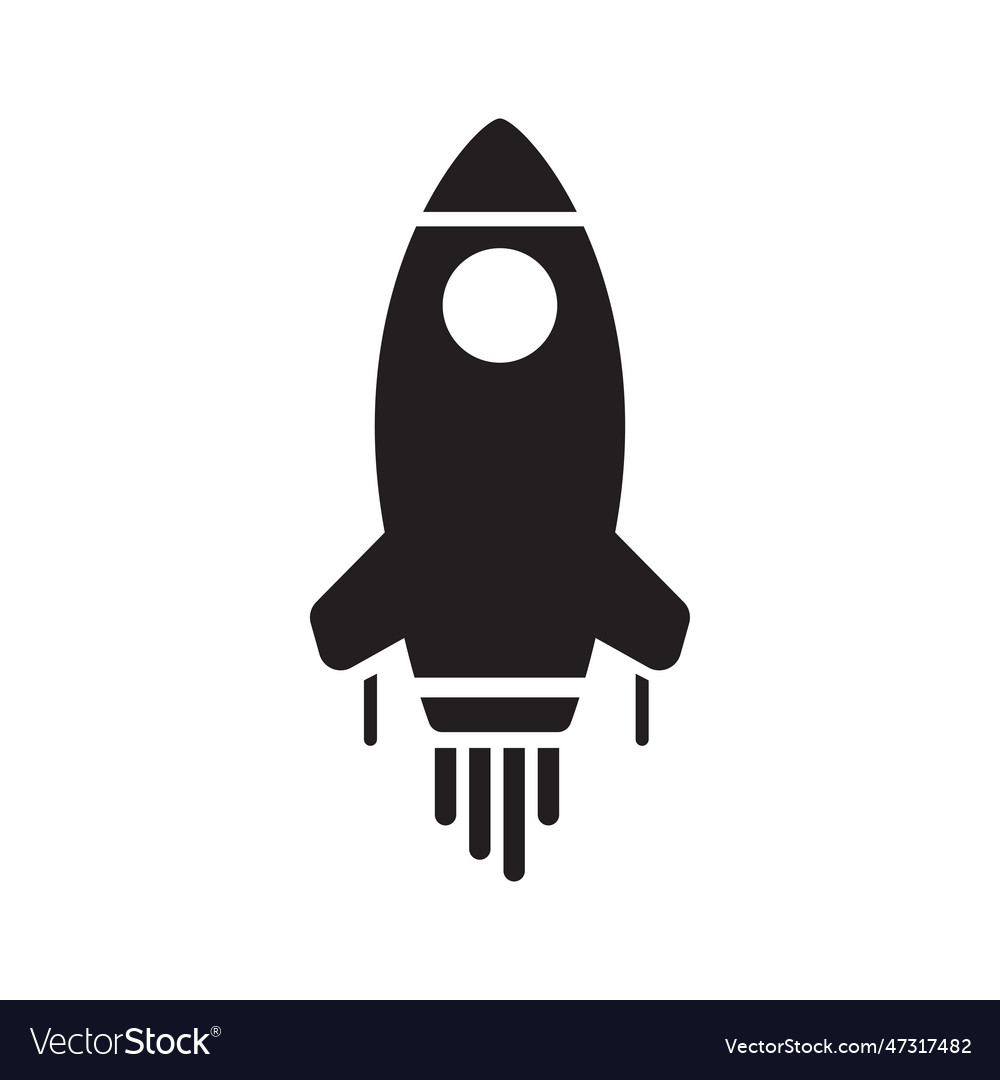 Rocket icon with black glyph design Royalty Free Vector