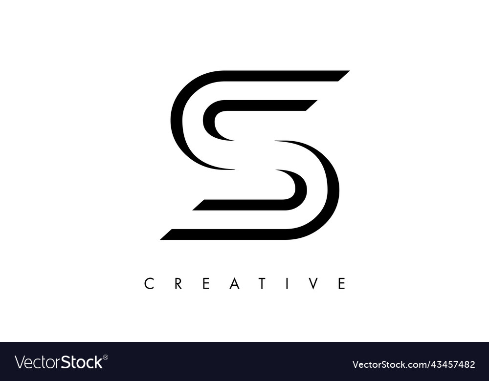 S letter logo monogram with black and white lines