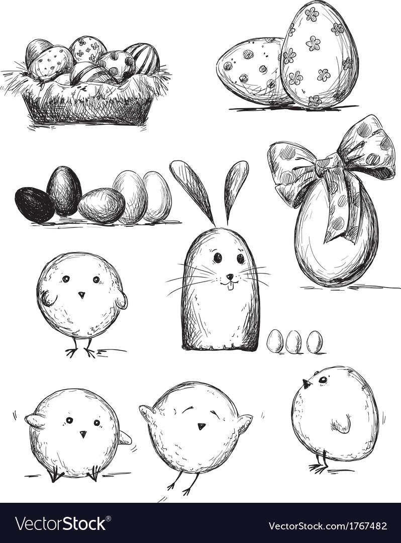 Selection easter drawings Royalty Free Vector Image