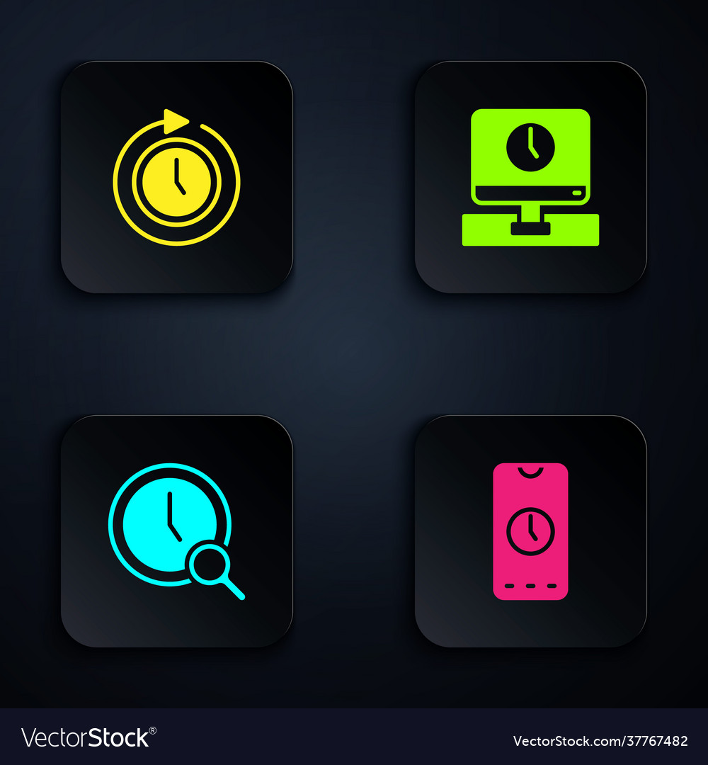 Set alarm clock app mobile with arrow vector image Set alarm clock app mobile with arrow