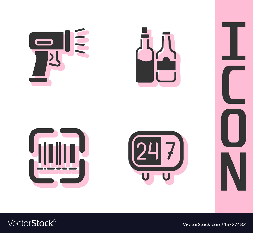Set clock 24 hours scanner scanning bar code vector image Set clock 24 hours scanner scanning bar code
