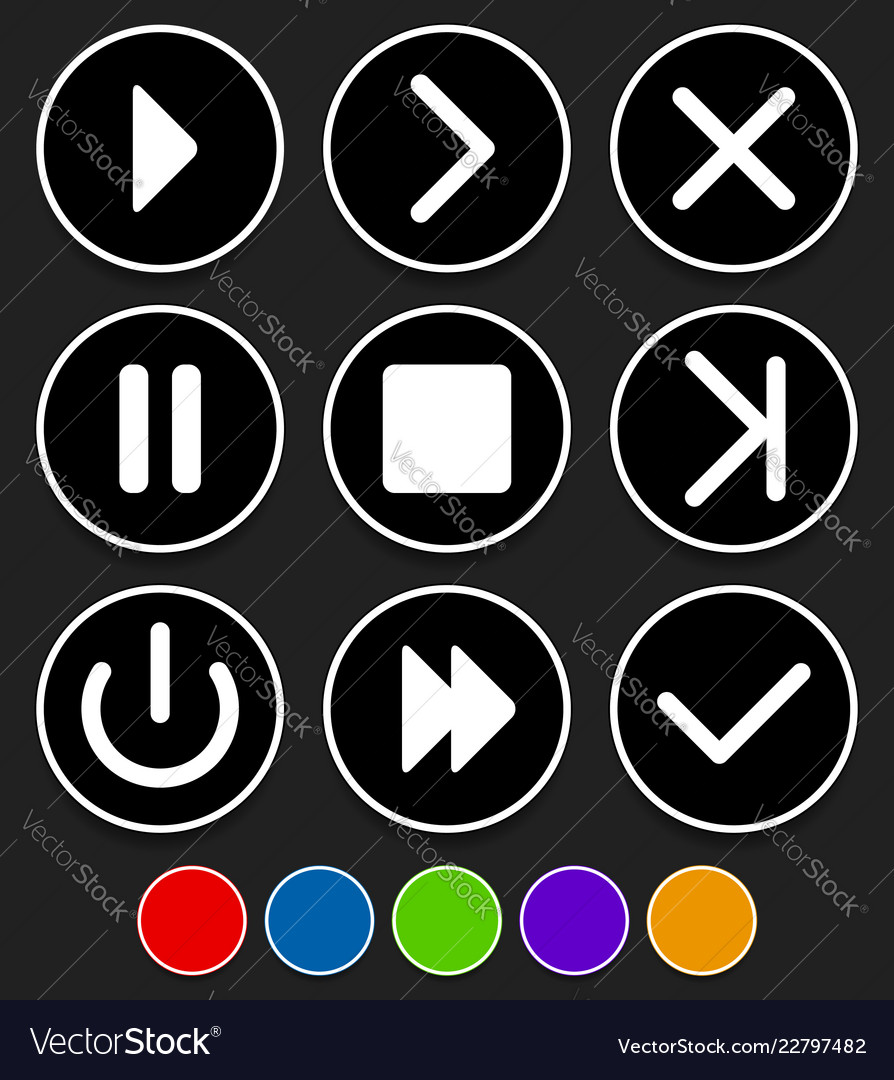 Set of different buttons - play next forward vector image Set of different buttons - play next forward