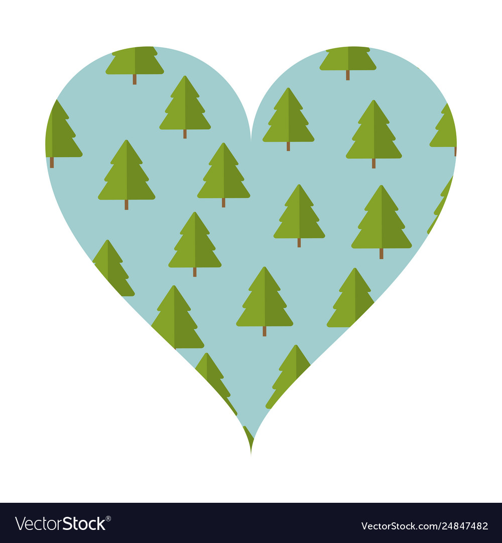 Tree pines pattern heart frame