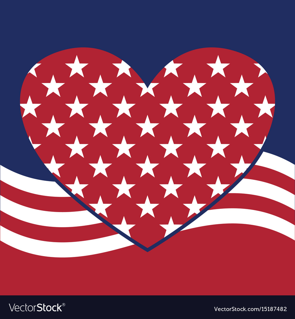 Usa star pattern background with heart