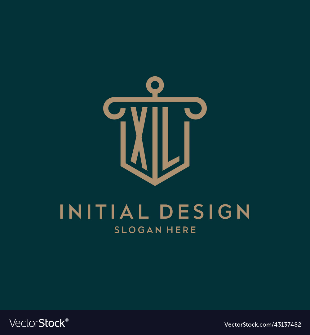 Xl monogram initial logo design with shield