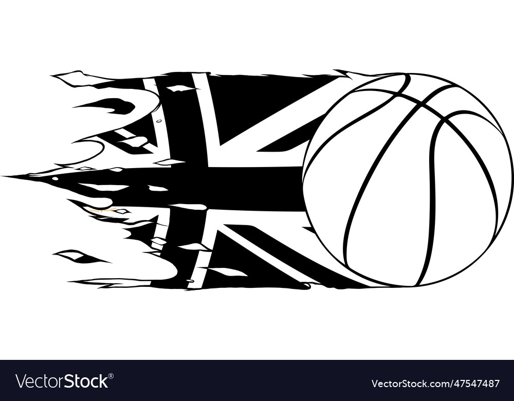 Basket ball in black and white outline vector image Basket ball in black and white outline