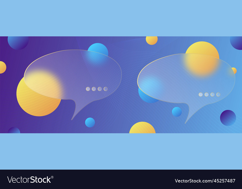 Chat dialog boxes in glass morphism effect style vector image Chat dialog boxes in glass morphism effect style
