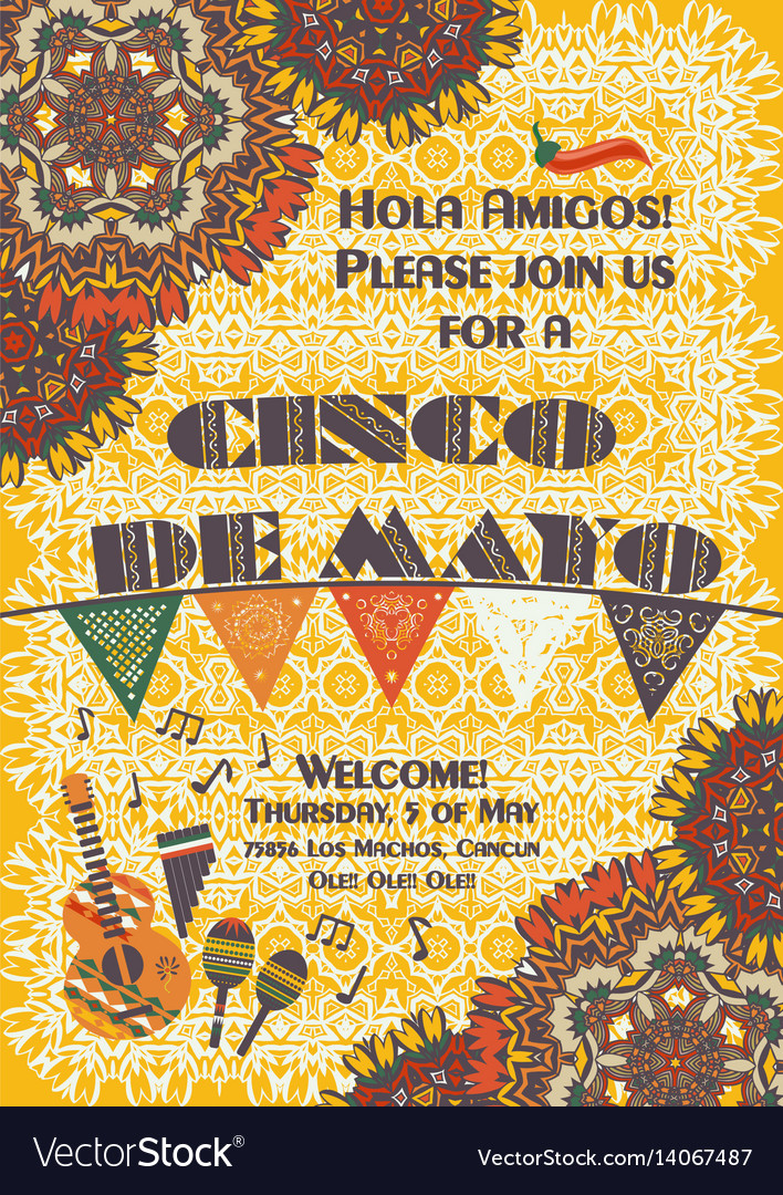 cinco de mayo mexican festive poster template vector image