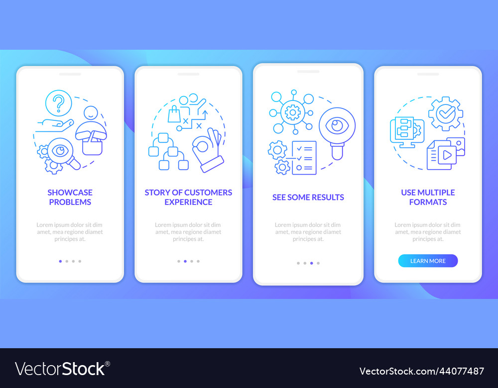 Elements of case study blue gradient onboarding Vector Image