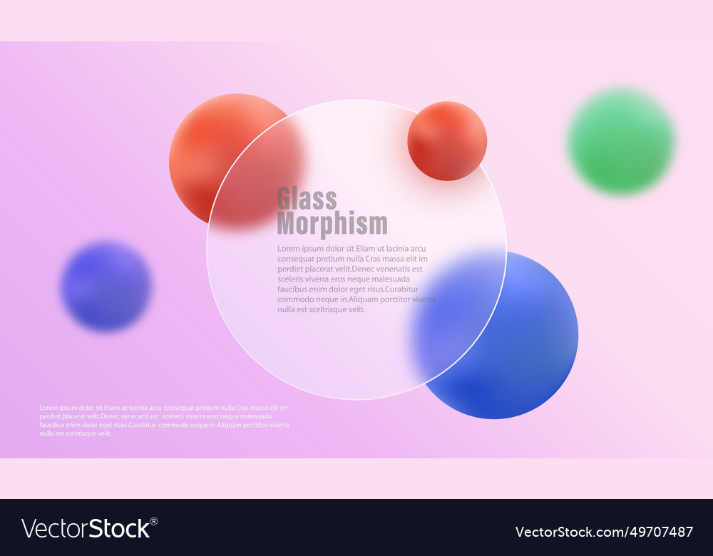 Glass morphism with transparent round frame vector image Glass morphism with transparent round frame