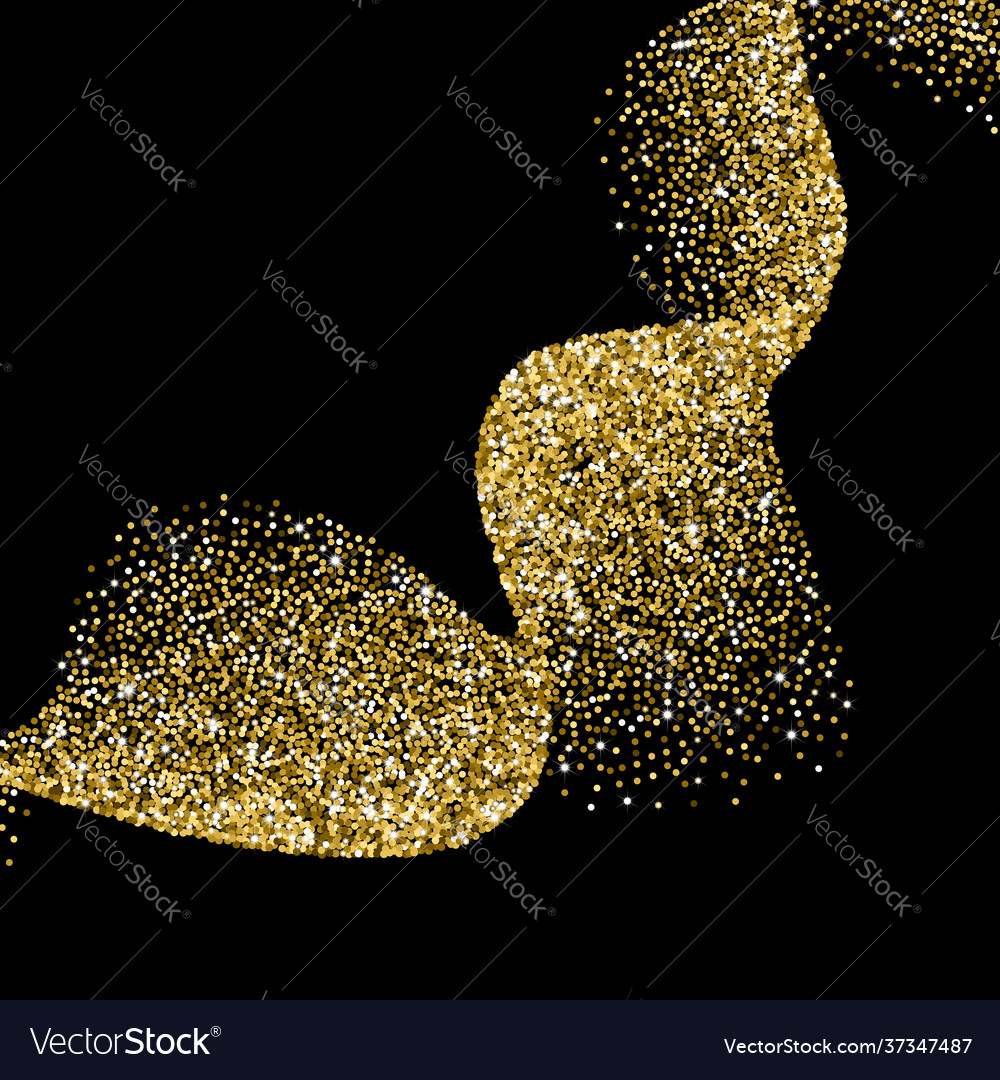 Glitter abstract wave scattered golden dots