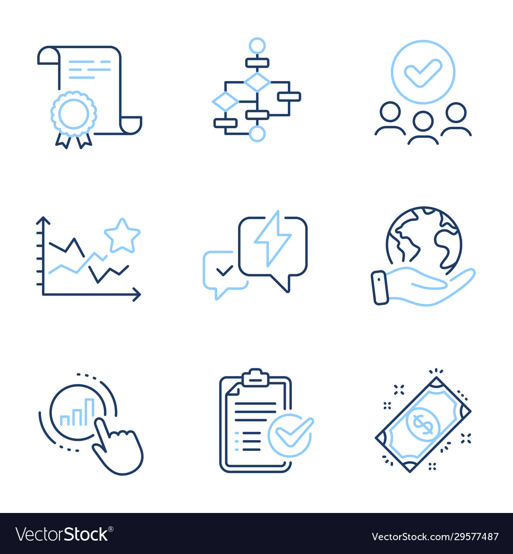 Graph chart block diagram and survey checklist vector image Graph chart block diagram and survey checklist