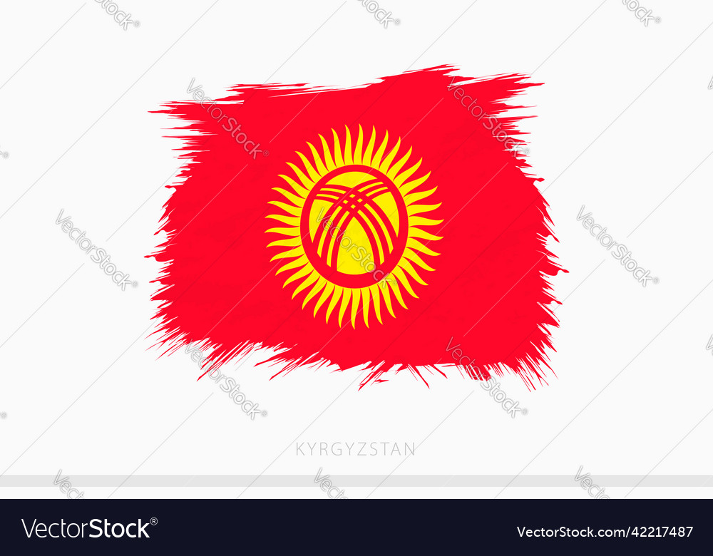 Grunge flag of kyrgyzstan abstract brushed