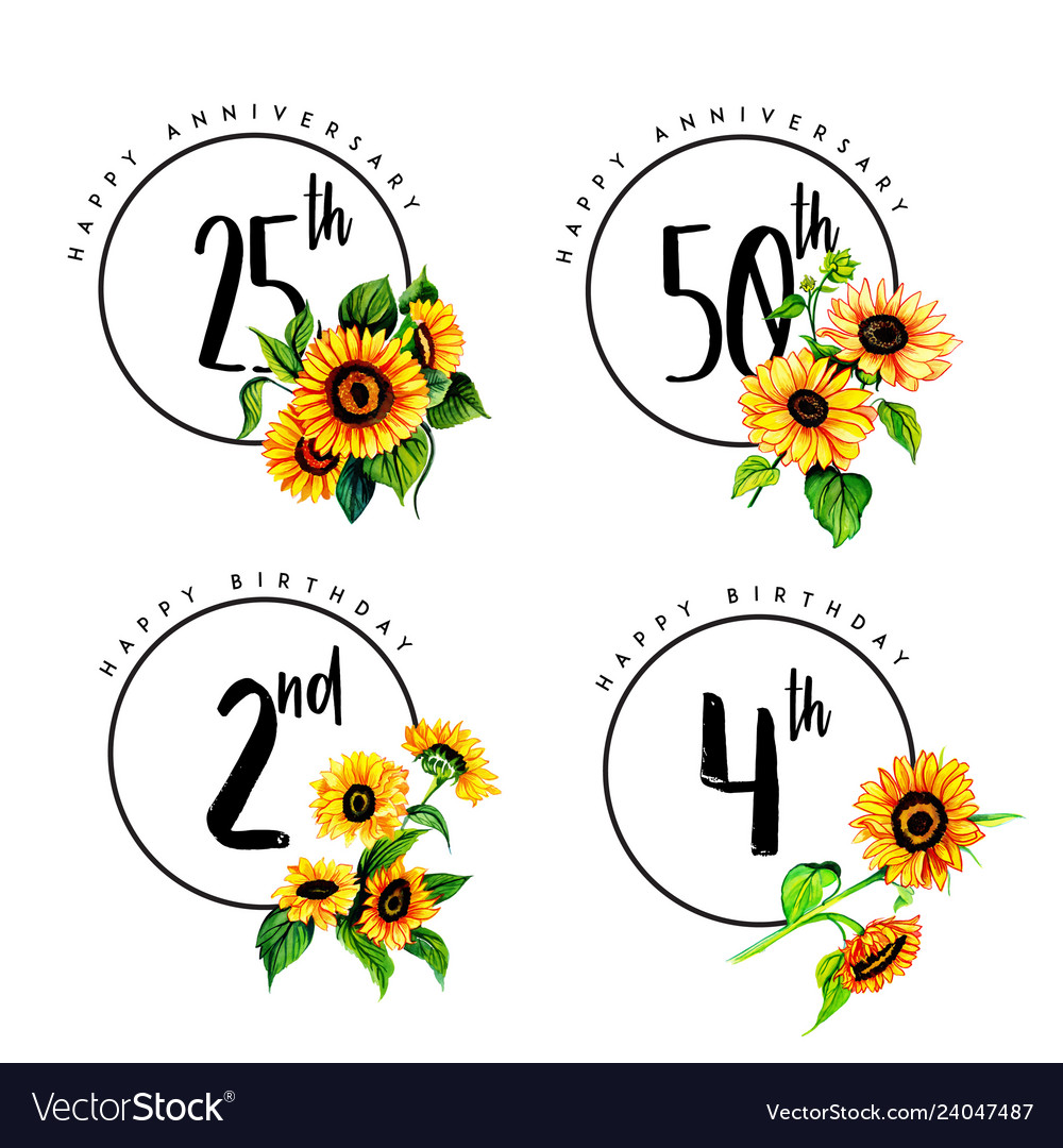 Happy Anniversary And Birthday Logo Royalty Free Vector