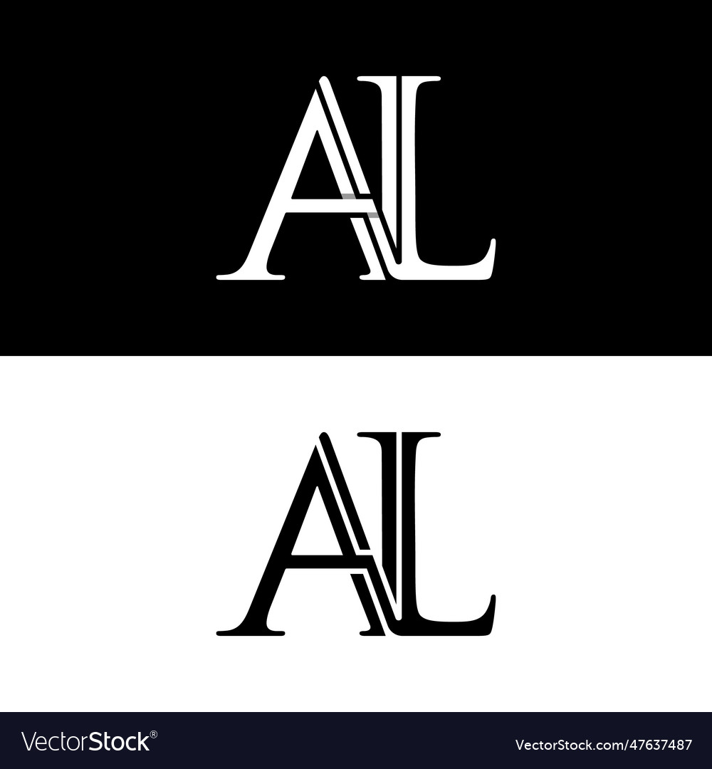 Initial al monogram logo letter design vector image Initial al monogram logo letter design