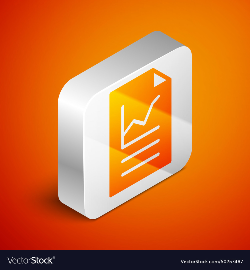 Isometric document with graph chart icon isolated