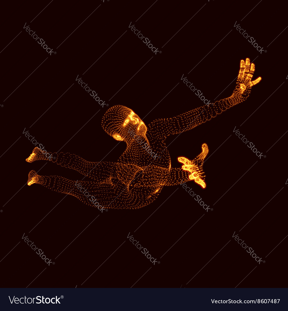 Jumping man graphics composed of particles