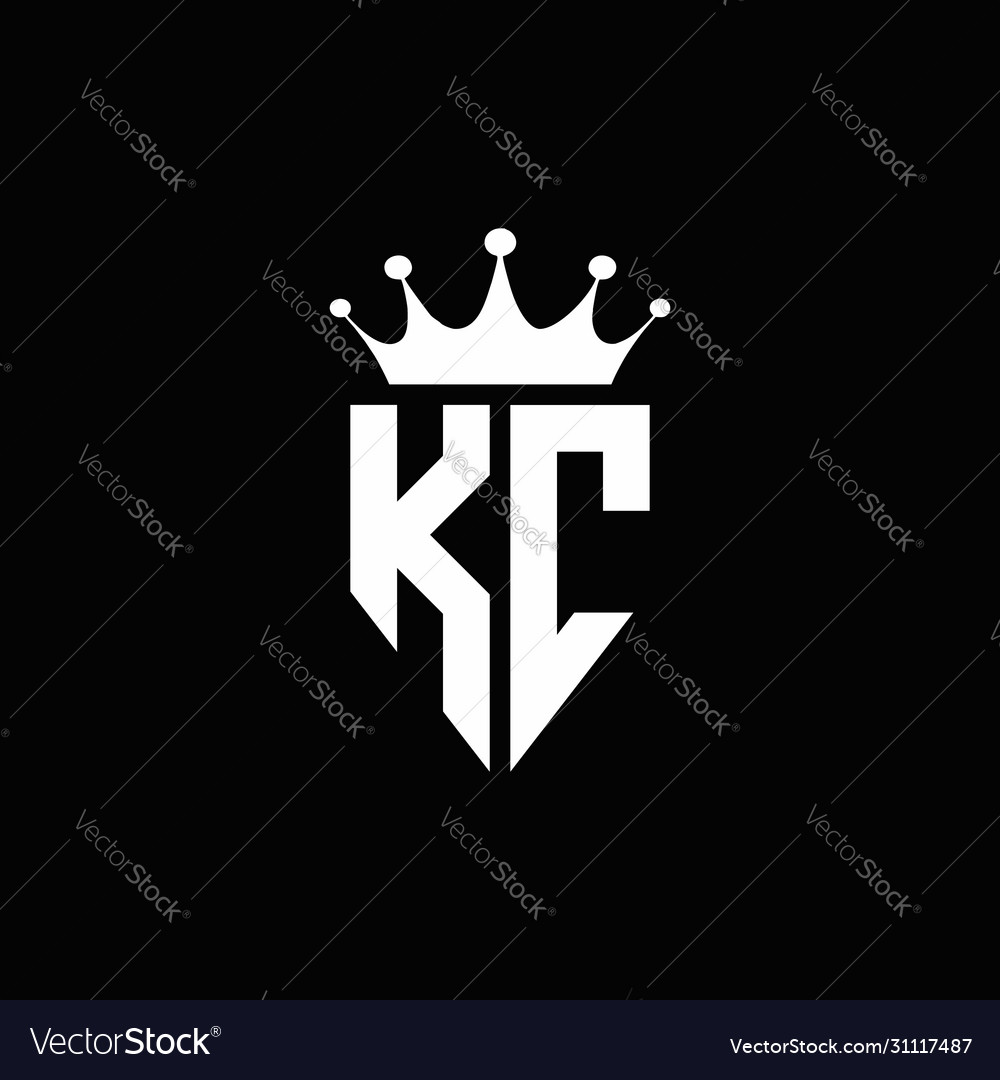 Kc logo monogram emblem style with crown shape Vector Image