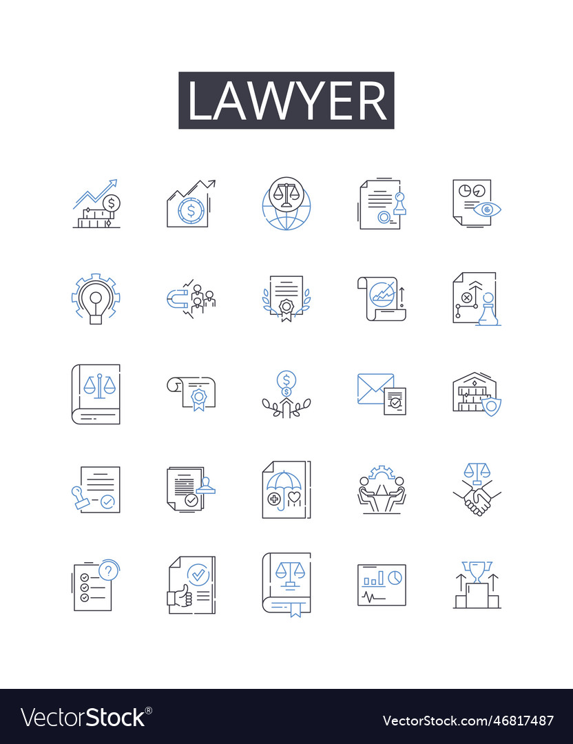 Lawyer line icons collection attorney-at-law Vector Image