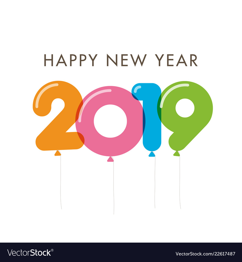 New-year-2019-colorful-balloons Royalty Free Vector Image