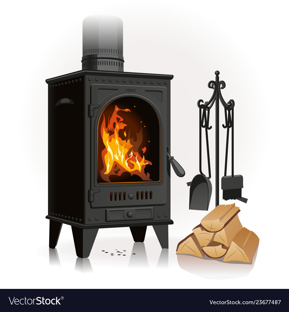 Old Metal Fireplace Royalty Free Vector Image Vectorstock