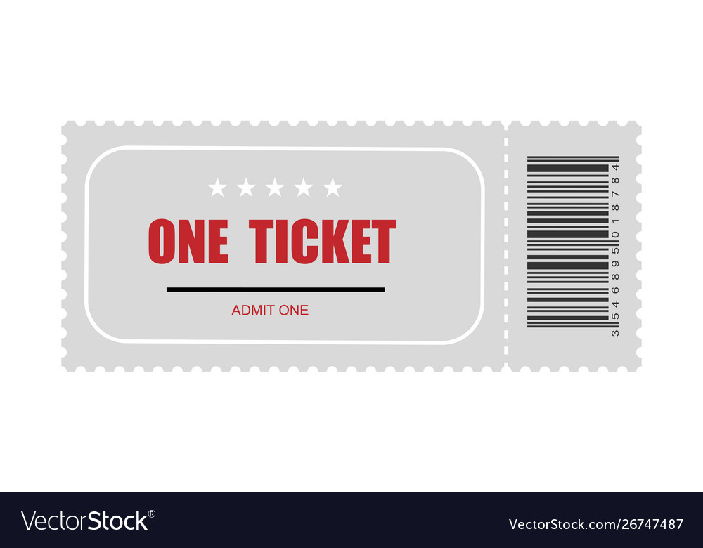 One ticket with bar code template icon