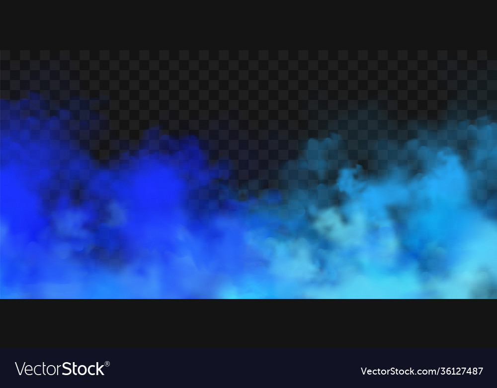 Realistic blue colorful smoke clouds mist effect