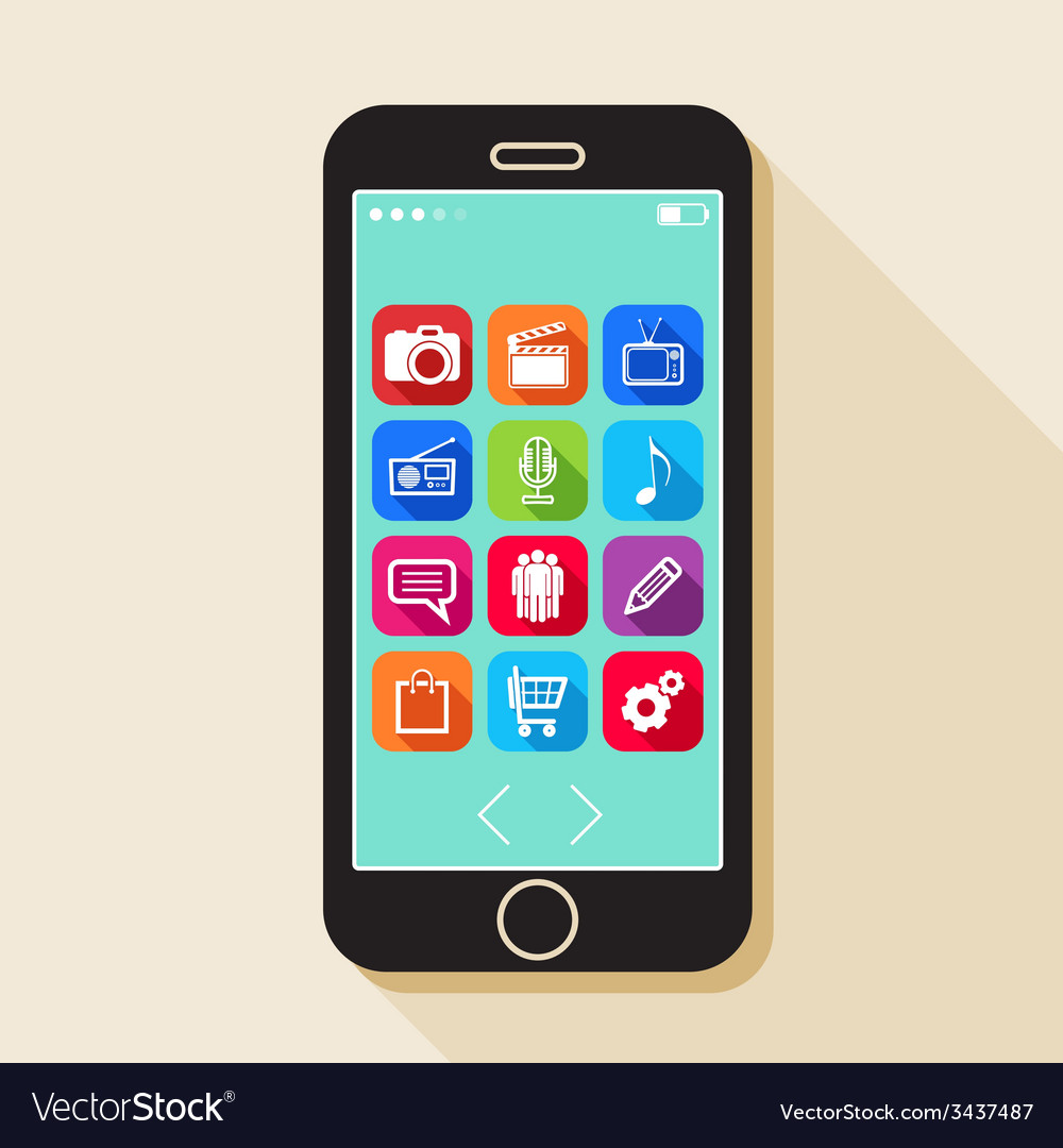 With a mobile phone flat icons for web Royalty Free Vector