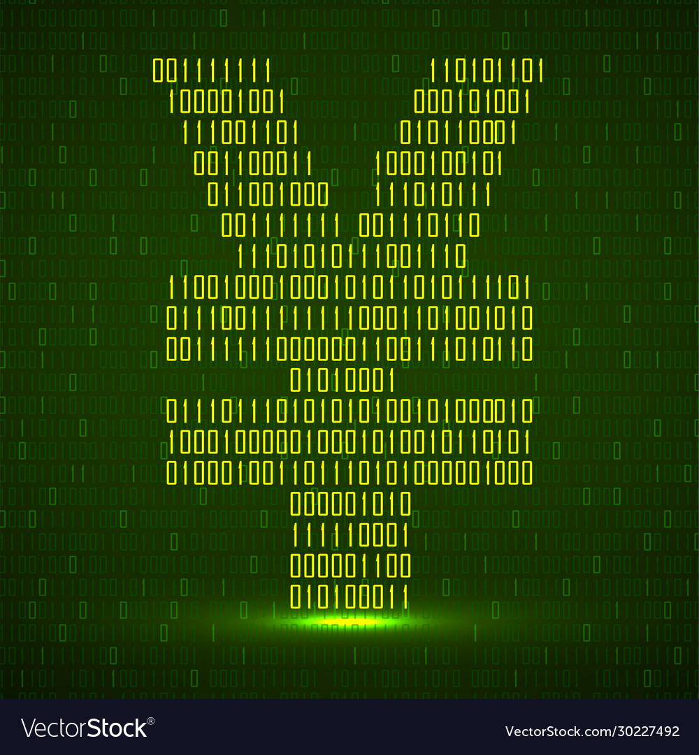 Abstract sign yuan binary code with neon light