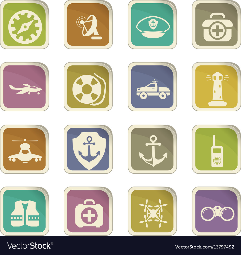 Coast guard icons set