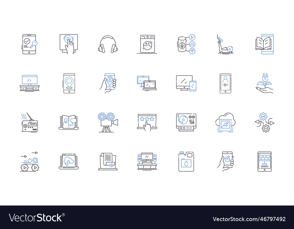 Data security line icons collection encryption vector image Data security line icons collection encryption