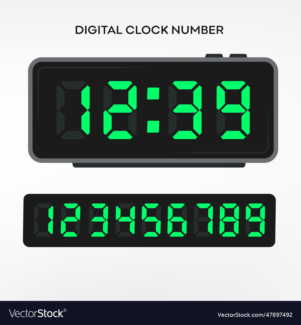 Digital clock number set time icon Royalty Free Vector Image