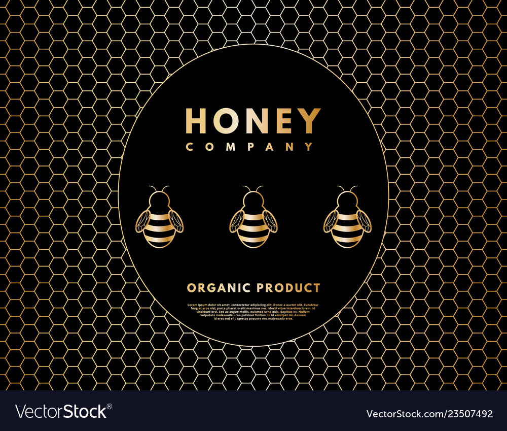 Honey and bee logo for company label background