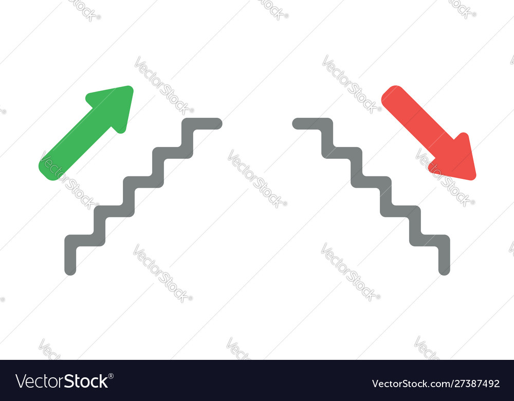 Icon set stairs with arrow up and down