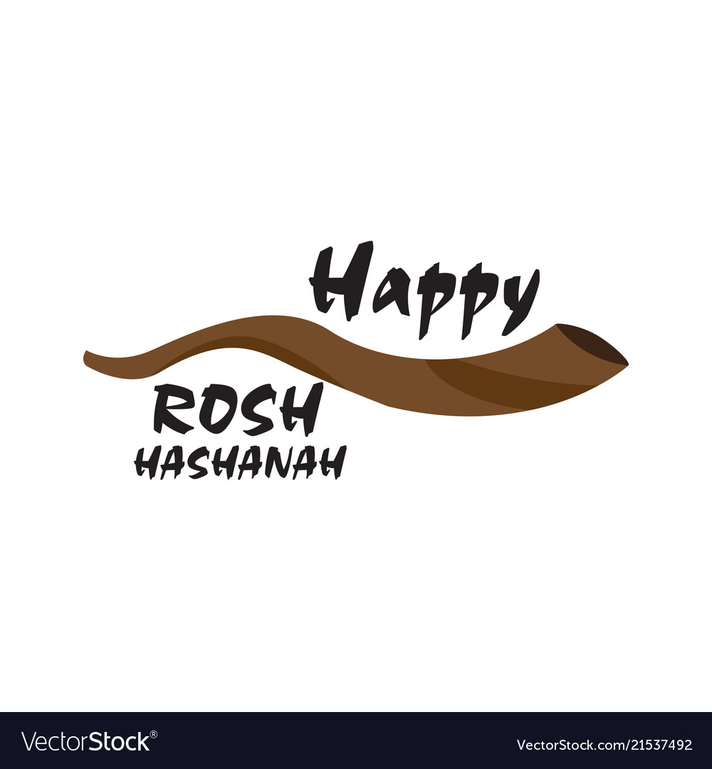 Isolated shofar icon with text rosh hashanah