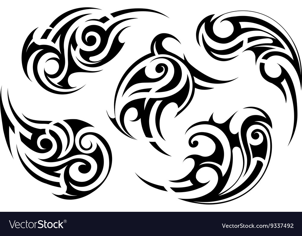 Maori style tattoo set Royalty Free Vector Image